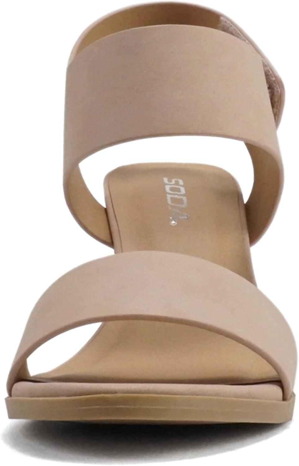 imageSoda WaitA  Women Open Round Toe Chunky Heel Ankle Strap High Heel Dress SandalsDusty Mauve