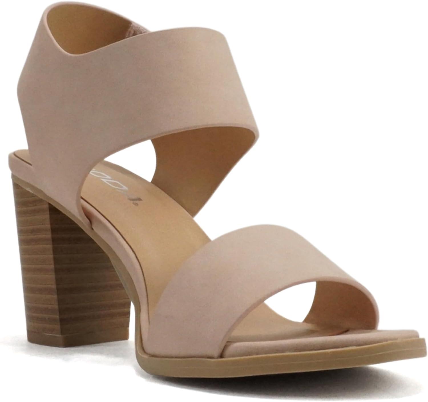 imageSoda WaitA  Women Open Round Toe Chunky Heel Ankle Strap High Heel Dress SandalsDusty Mauve