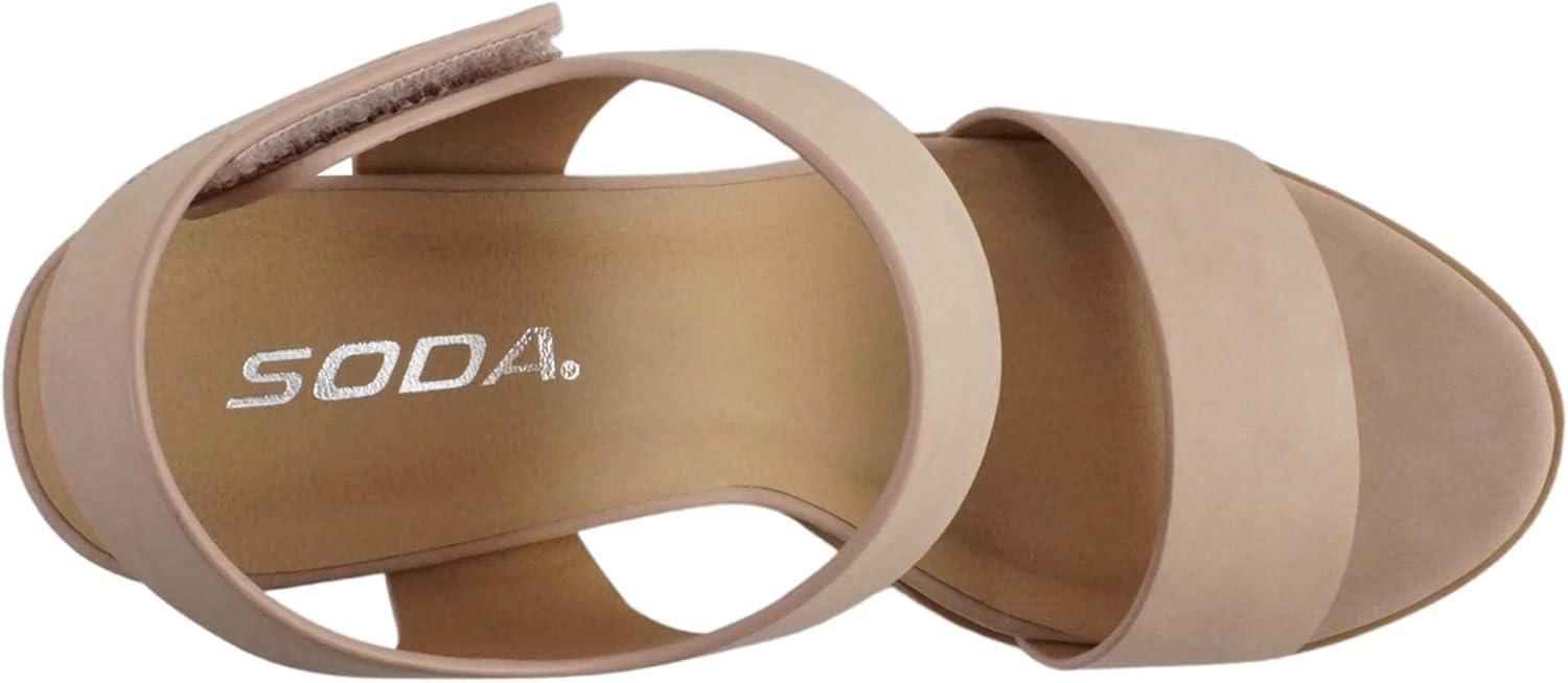 imageSoda WaitA  Women Open Round Toe Chunky Heel Ankle Strap High Heel Dress SandalsDusty Mauve