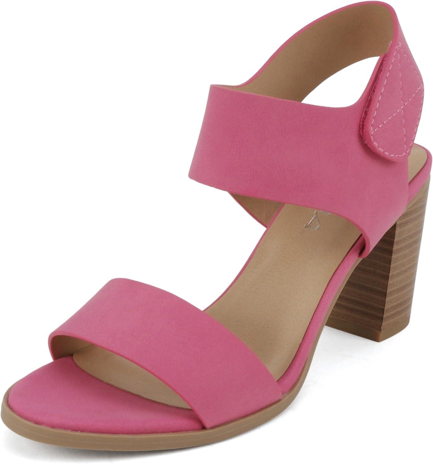 imageSoda WaitA  Women Open Round Toe Chunky Heel Ankle Strap High Heel Dress SandalsFuchsia Nbpu