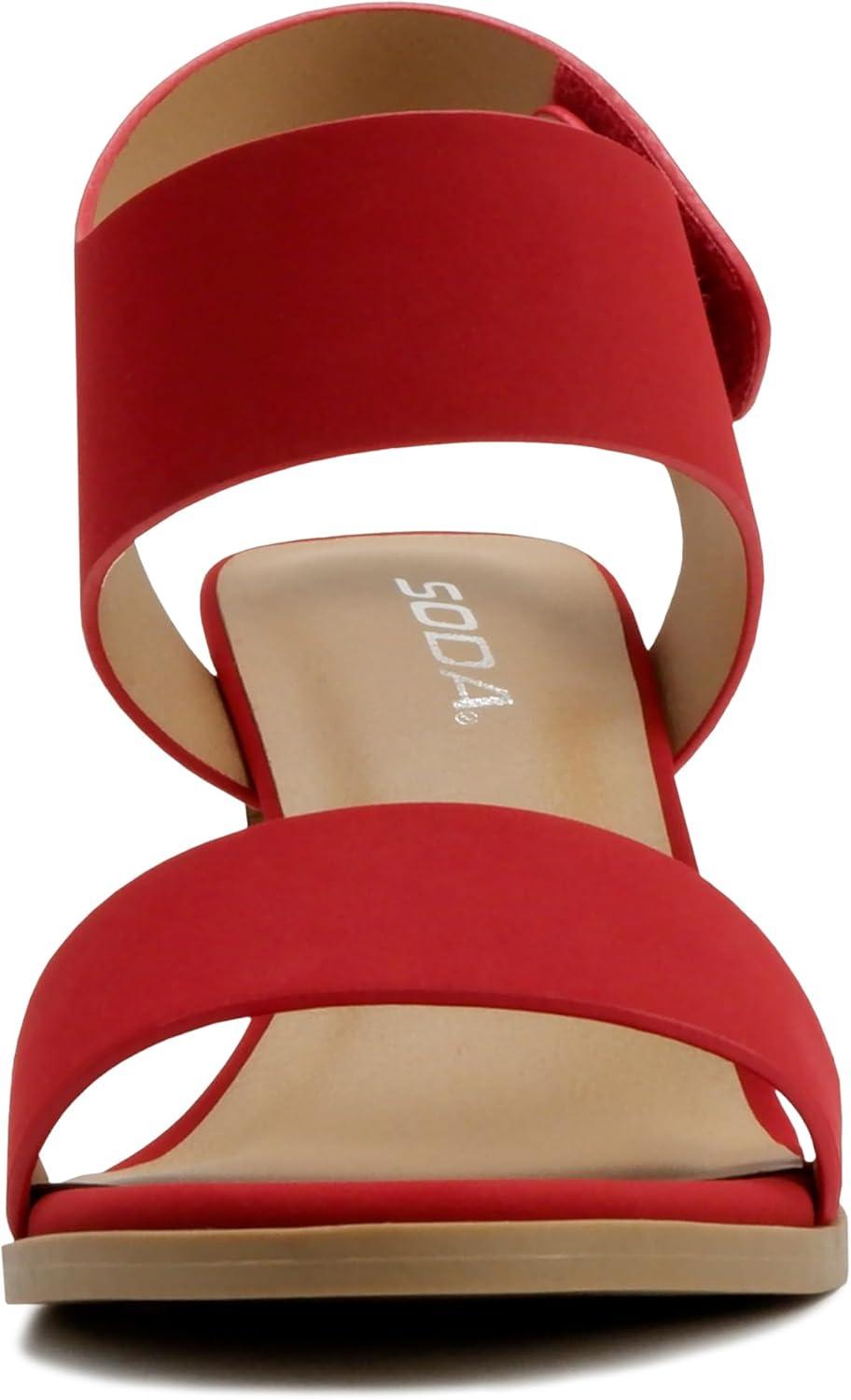 imageSoda WaitA  Women Open Round Toe Chunky Heel Ankle Strap High Heel Dress SandalsLipstick