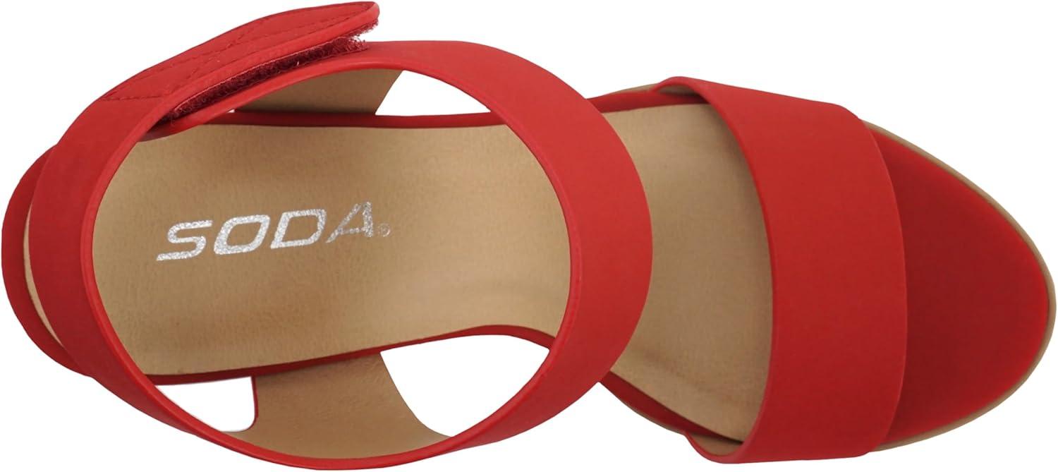 imageSoda WaitA  Women Open Round Toe Chunky Heel Ankle Strap High Heel Dress SandalsLipstick