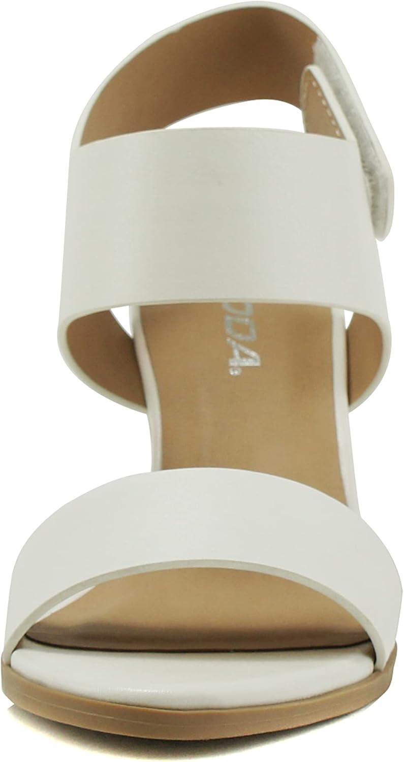 imageSoda WaitA  Women Open Round Toe Chunky Heel Ankle Strap High Heel Dress SandalsWhite Pu