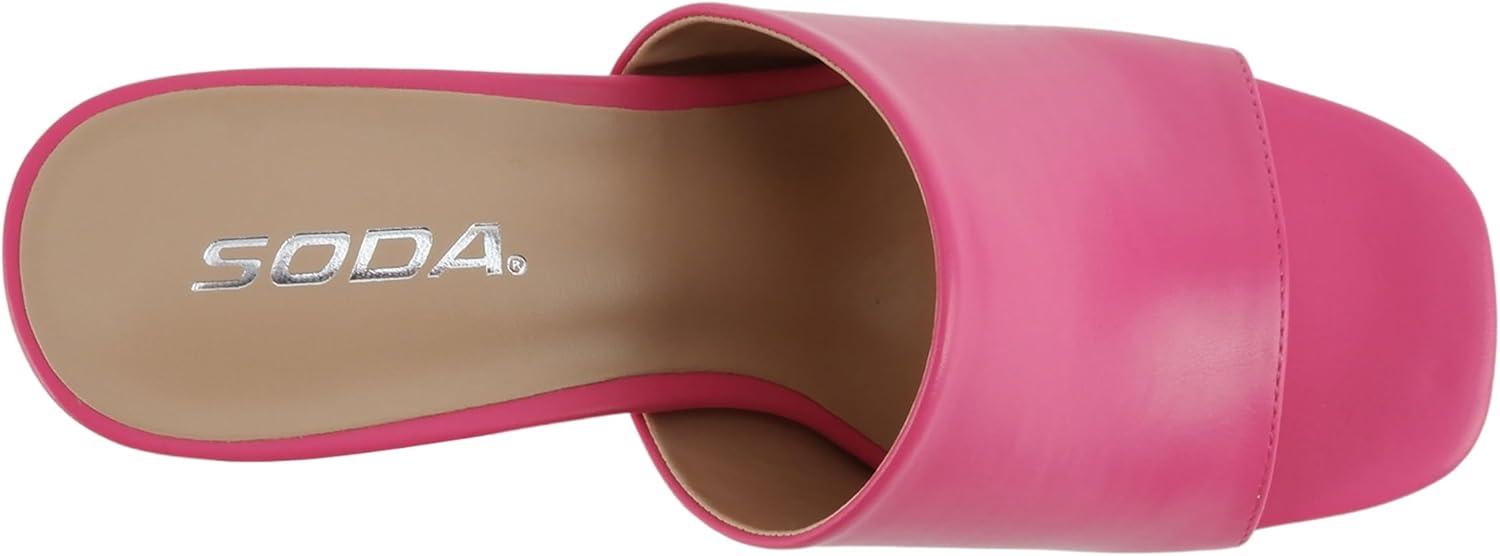 imageSoda Zafer  Women Square Toe Single Band Upper Medium Heel Platform Slide SandalBright Fuchsia Pu