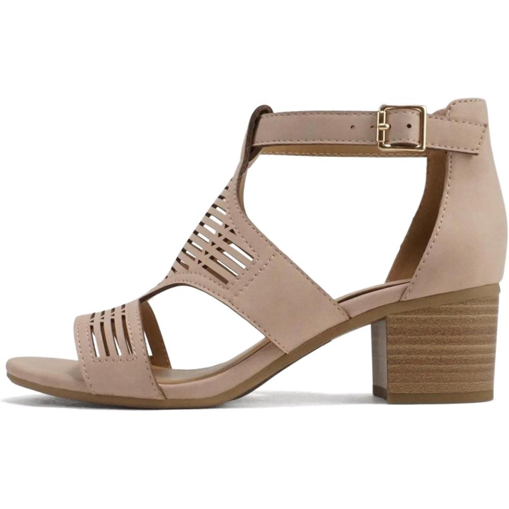 imageSoda Norway  Women Open Toe Closed Back Counter Cutout Upper Low Block Heel Sandal with Adjustable Ankle StrapDusty Mauve