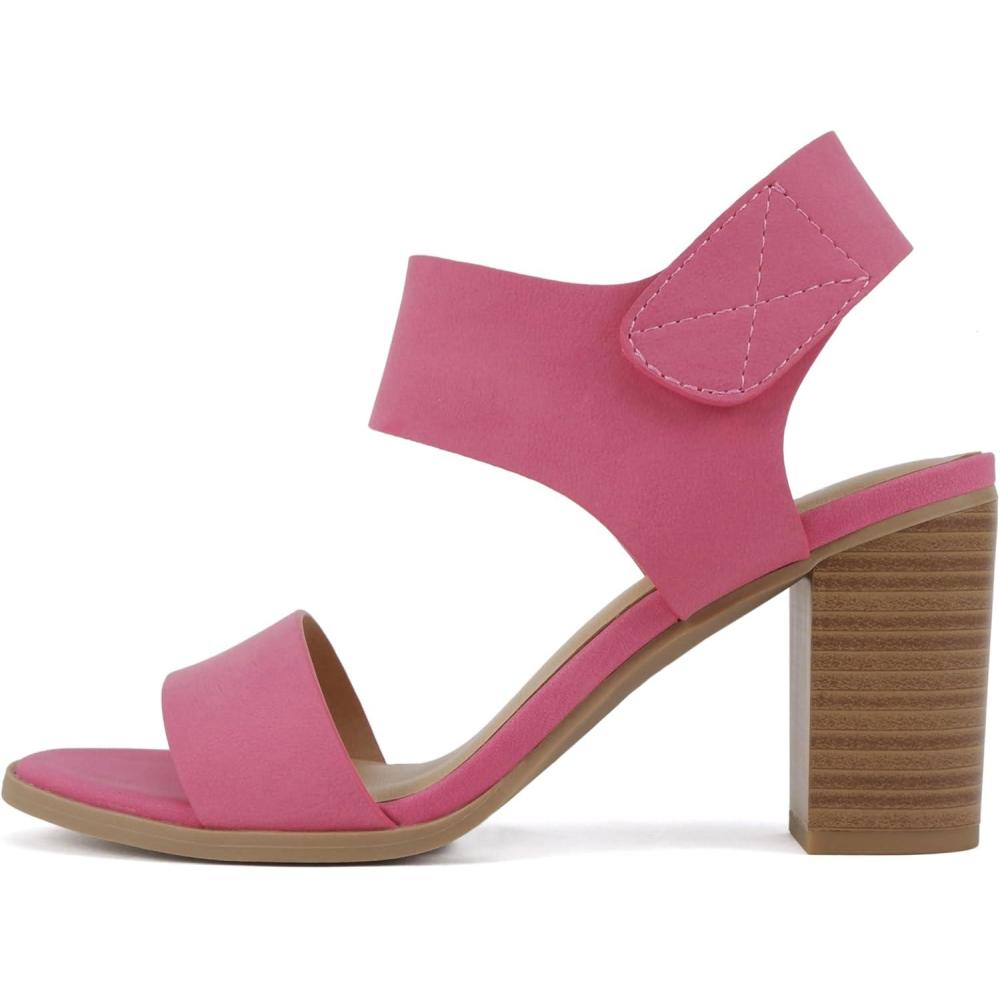 imageSoda WaitA  Women Open Round Toe Chunky Heel Ankle Strap High Heel Dress SandalsFuchsia Nbpu
