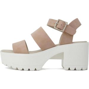 Soda ACCOUNT ~ Women Open Toe Two Bands Lug sole Fashion Block Heel Sandals with Adjustable Ankle Strap(Dusty Mauve Nubuck)