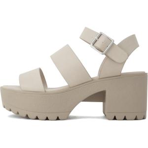 Soda ACCOUNT ~ Women Open Toe Two Bands Lug sole Fashion Block Heel Sandals with Adjustable Ankle Strap(Nude)