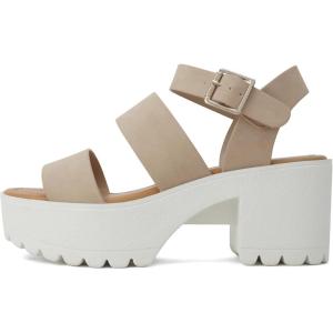 Soda ACCOUNT ~ Women Open Toe Two Bands Lug sole Fashion Block Heel Sandals with Adjustable Ankle Strap(Sand Nubuck)