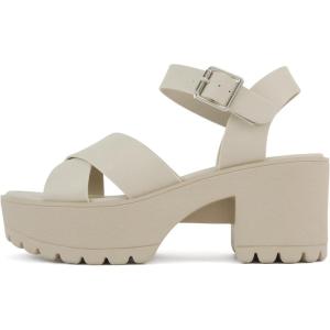 Soda “Joey” ~ Women Open Toe Criss Cross Strap Mid Heel Sandal with Adjustable Ankle Strap(Dk Nude Pu)