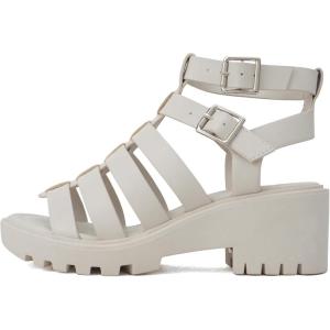 Soda “Rebirth” ~ Women Open Toe Fisherman Multi Strap Buckle Lug Sole Low Block Heeled Sandals(Bone Pu)
