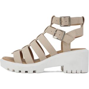 Soda “Rebirth” ~ Women Open Toe Fisherman Multi Strap Buckle Lug Sole Low Block Heeled Sandals(Cobra Nude Nubuck)