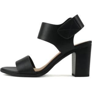 Soda Wait-A ~ Women Open Round Toe Chunky Heel Ankle Strap High Heel Dress Sandals(Black Pu)