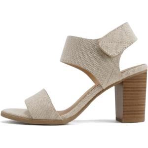 Soda Wait-A ~ Women Open Round Toe Chunky Heel Ankle Strap High Heel Dress Sandals(Canvas Beige)