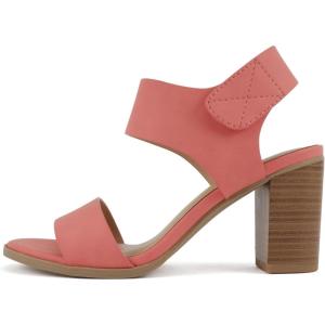 Soda Wait-A ~ Women Open Round Toe Chunky Heel Ankle Strap High Heel Dress Sandals(Dusty Coral)