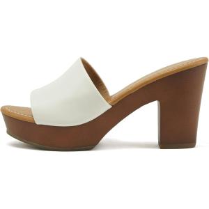 Soda Womens Sunkist Slip On Heeled Platform Sandal(White Pu)