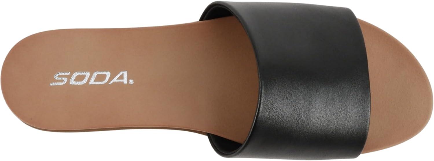 imageSoda Board  Women Open Round Toe Single Band Slide SandalBlack Pu