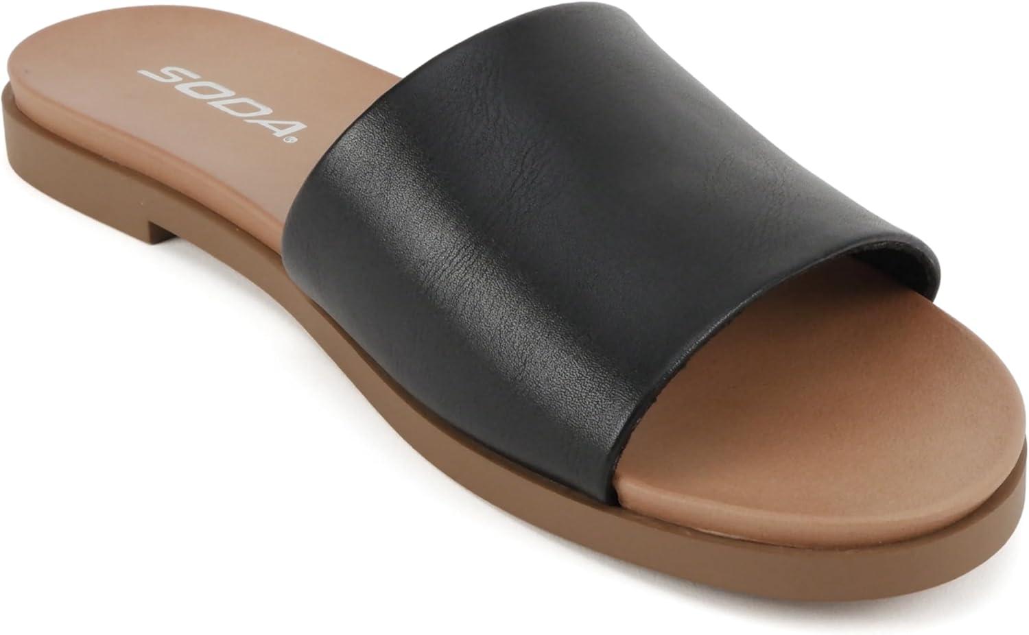 imageSoda Board  Women Open Round Toe Single Band Slide SandalBlack Pu