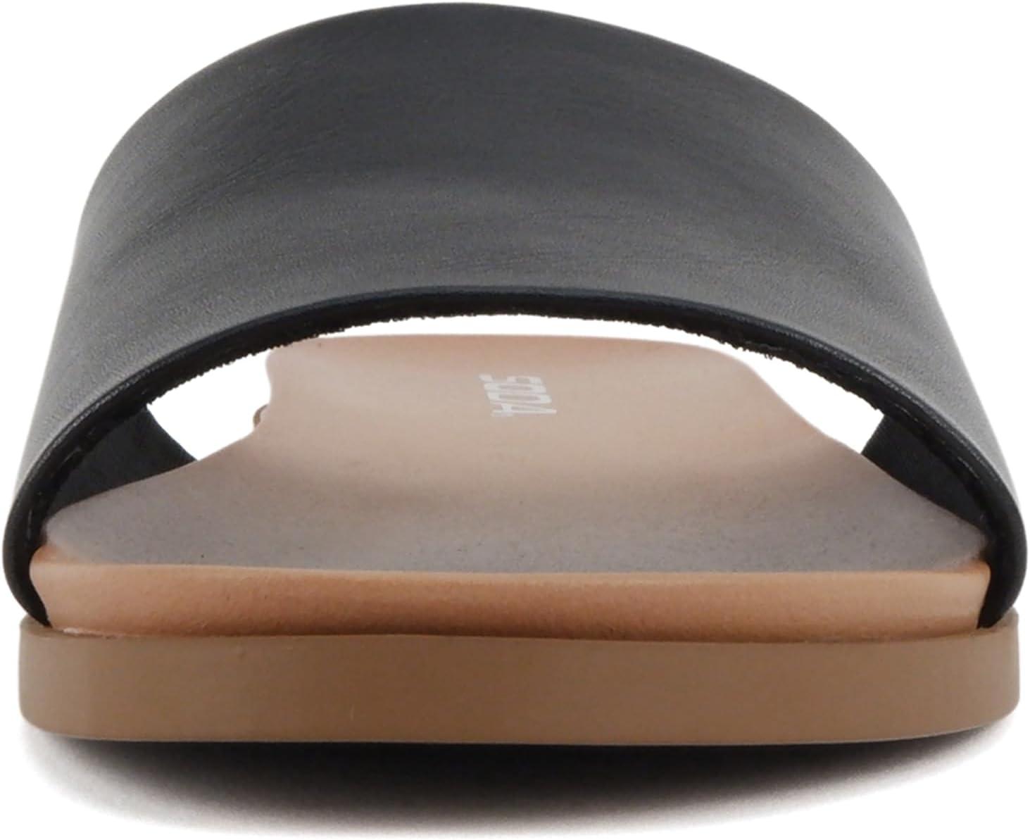 imageSoda Board  Women Open Round Toe Single Band Slide SandalBlack Pu