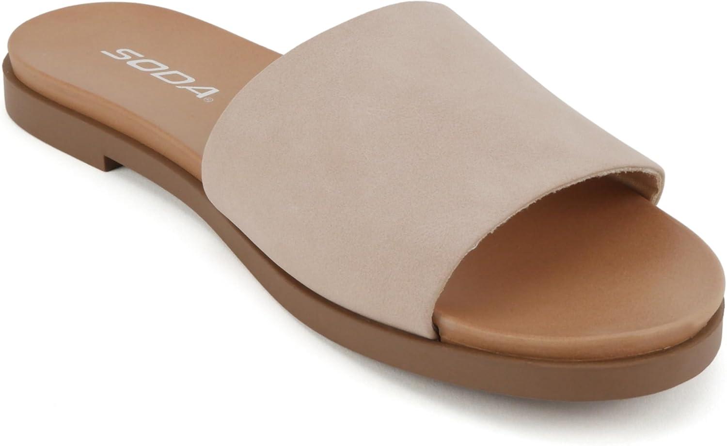 imageSoda Board  Women Open Round Toe Single Band Slide SandalDusty Mauve Nubuck