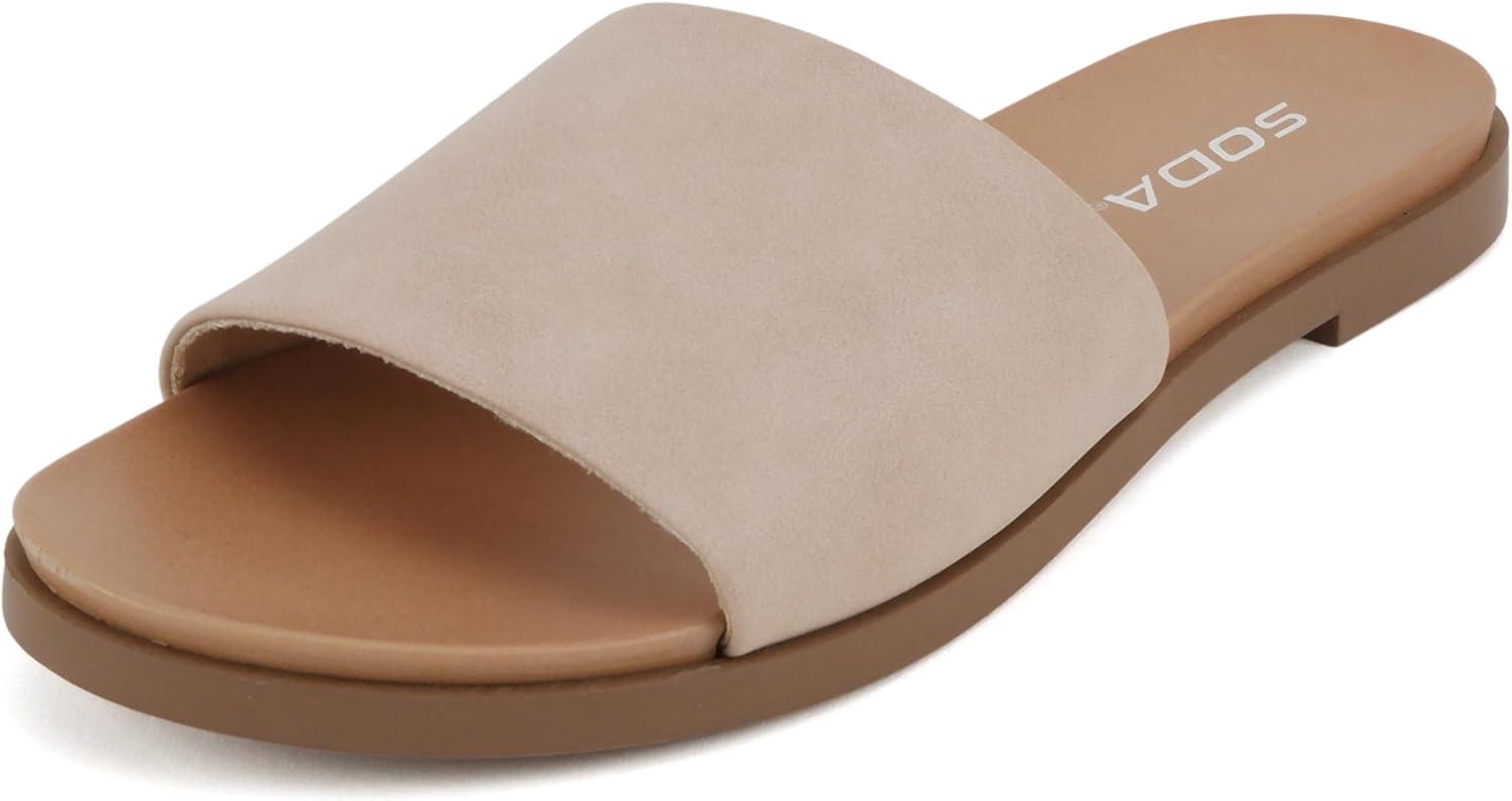 imageSoda Board  Women Open Round Toe Single Band Slide SandalDusty Mauve Nubuck