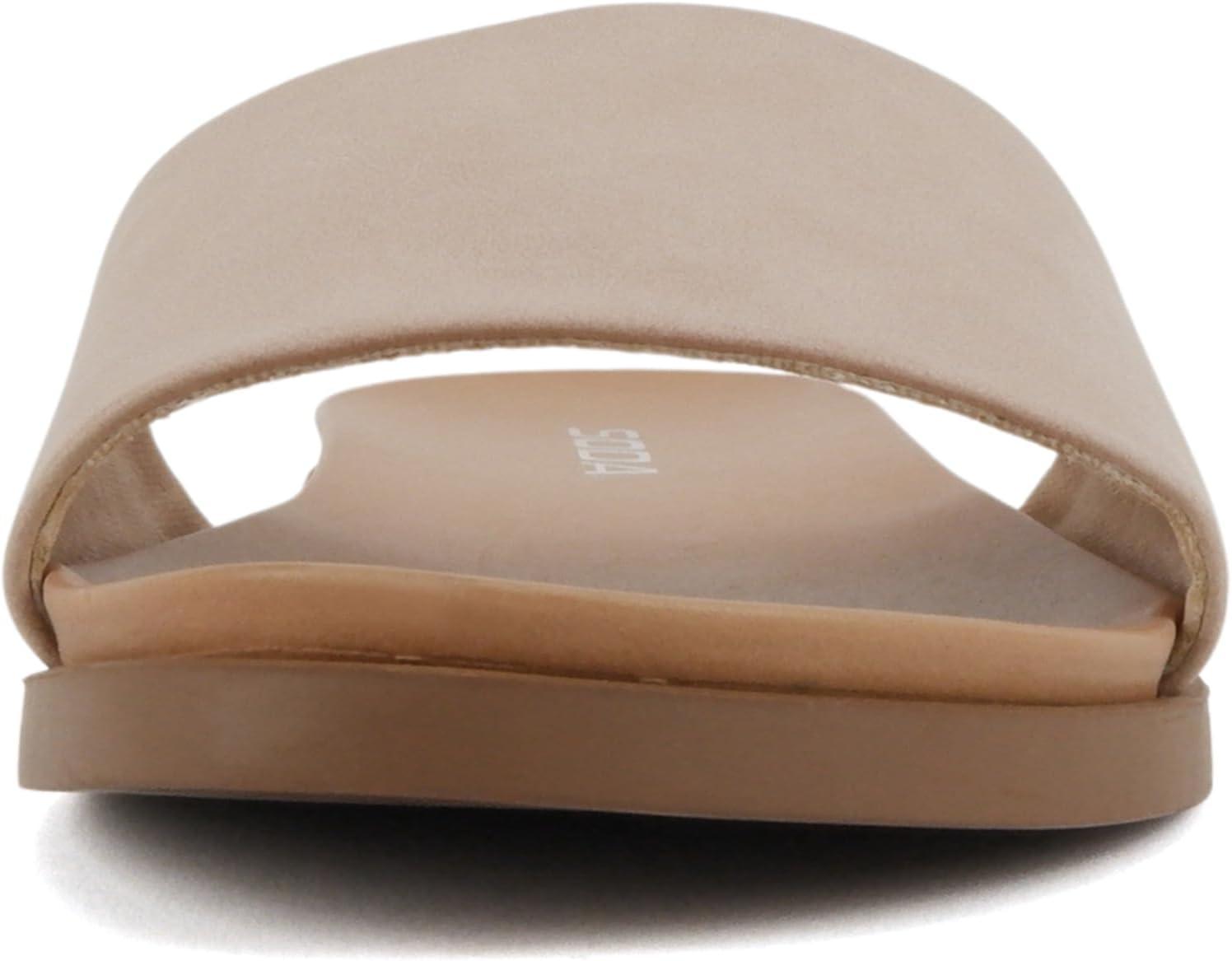 imageSoda Board  Women Open Round Toe Single Band Slide SandalDusty Mauve Nubuck