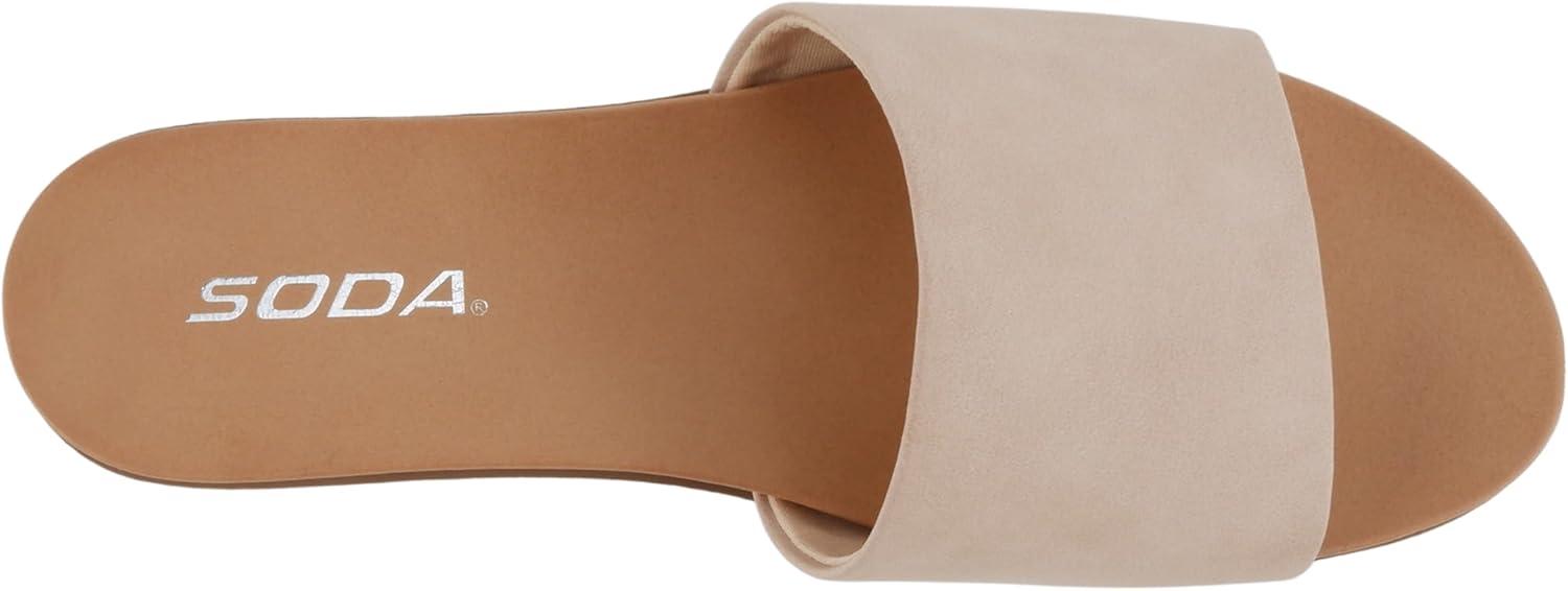 imageSoda Board  Women Open Round Toe Single Band Slide SandalDusty Mauve Nubuck