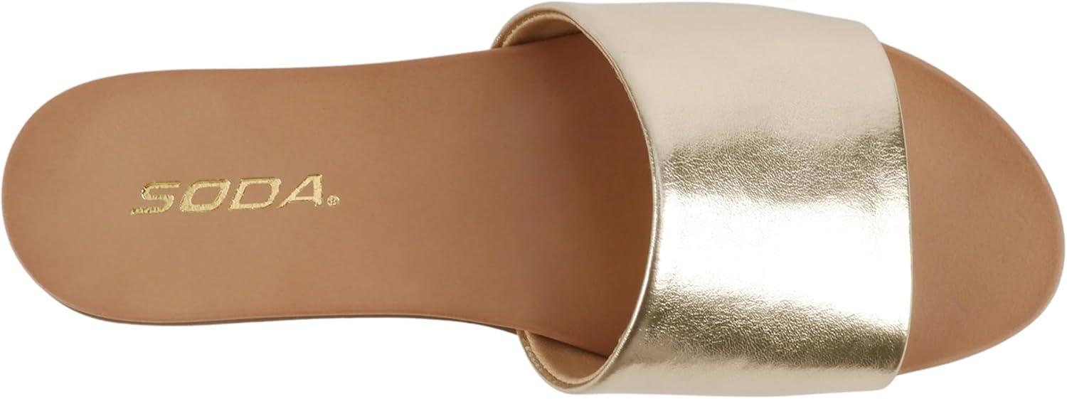 imageSoda Board  Women Open Round Toe Single Band Slide SandalGold