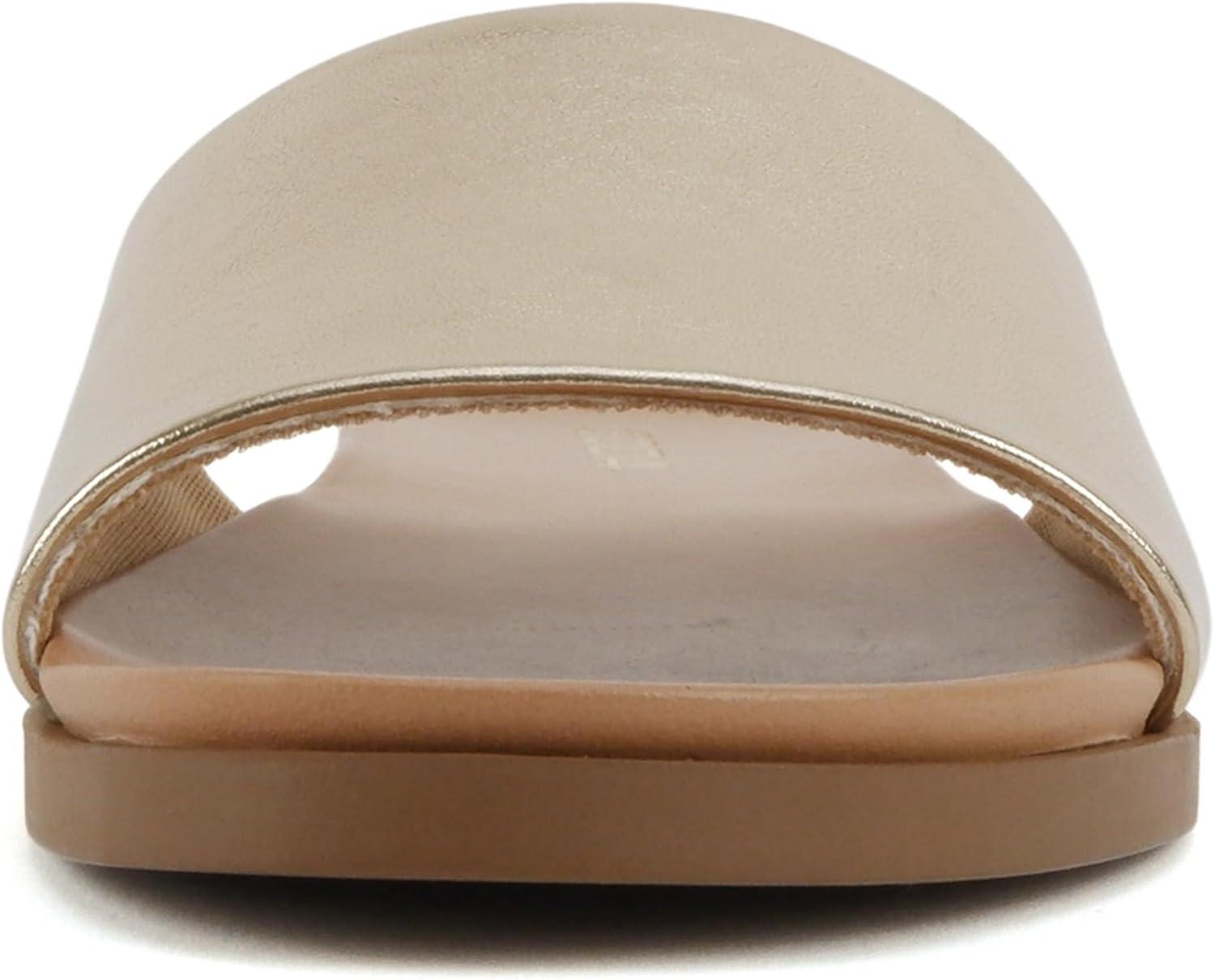 imageSoda Board  Women Open Round Toe Single Band Slide SandalGold