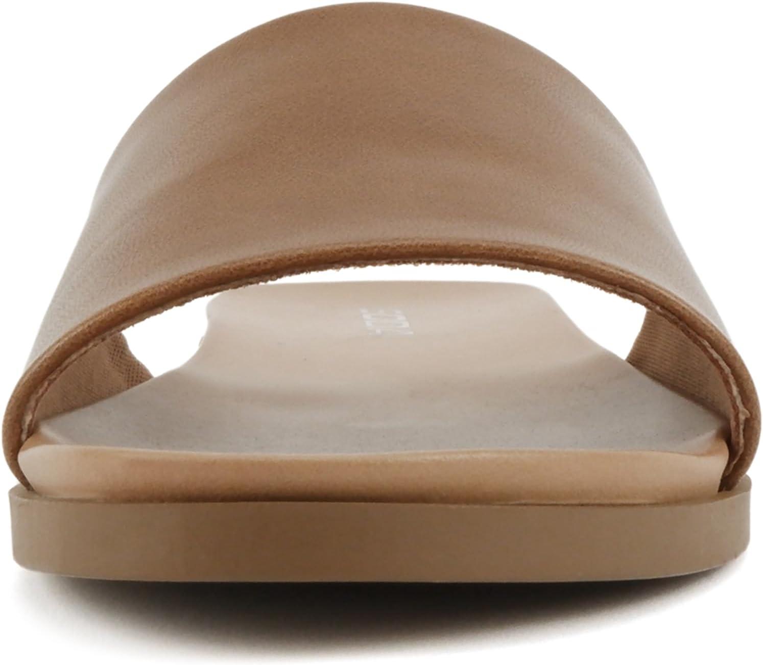 imageSoda Board  Women Open Round Toe Single Band Slide SandalLight Tan Pu