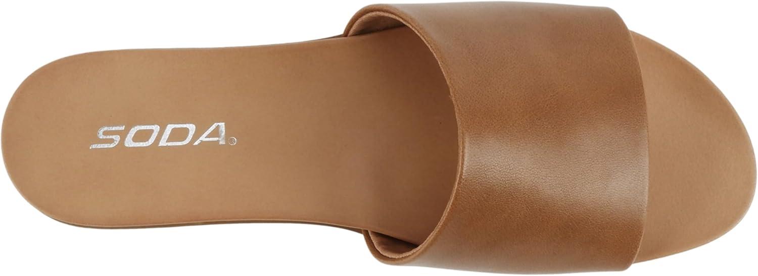 imageSoda Board  Women Open Round Toe Single Band Slide SandalLight Tan Pu