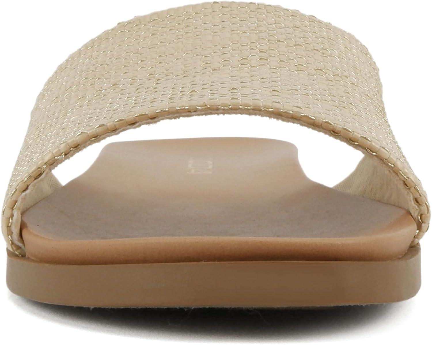 imageSoda Board  Women Open Round Toe Single Band Slide SandalNatural Raffia