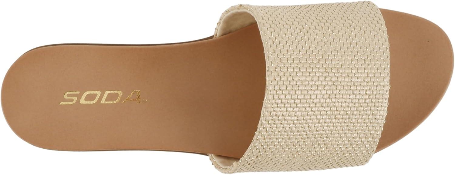 imageSoda Board  Women Open Round Toe Single Band Slide SandalNatural Raffia