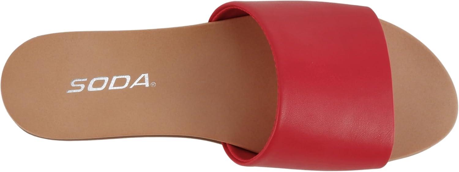 imageSoda Board  Women Open Round Toe Single Band Slide SandalRed Pu