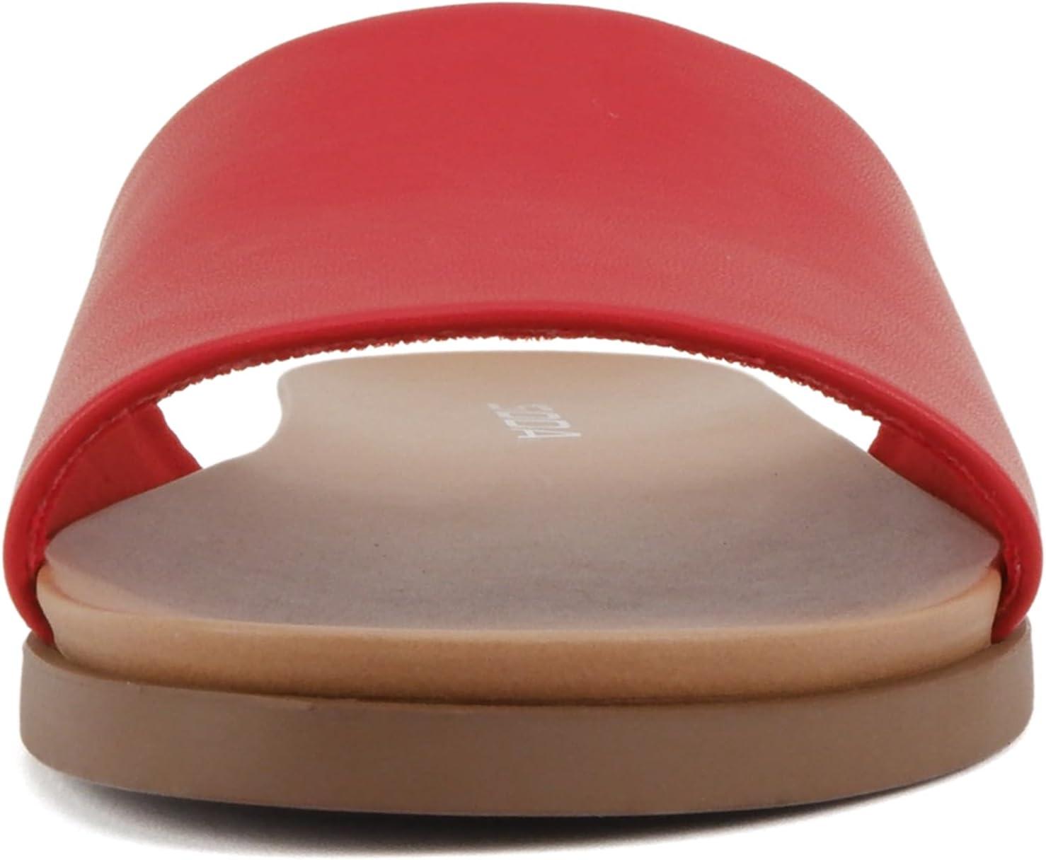 imageSoda Board  Women Open Round Toe Single Band Slide SandalRed Pu