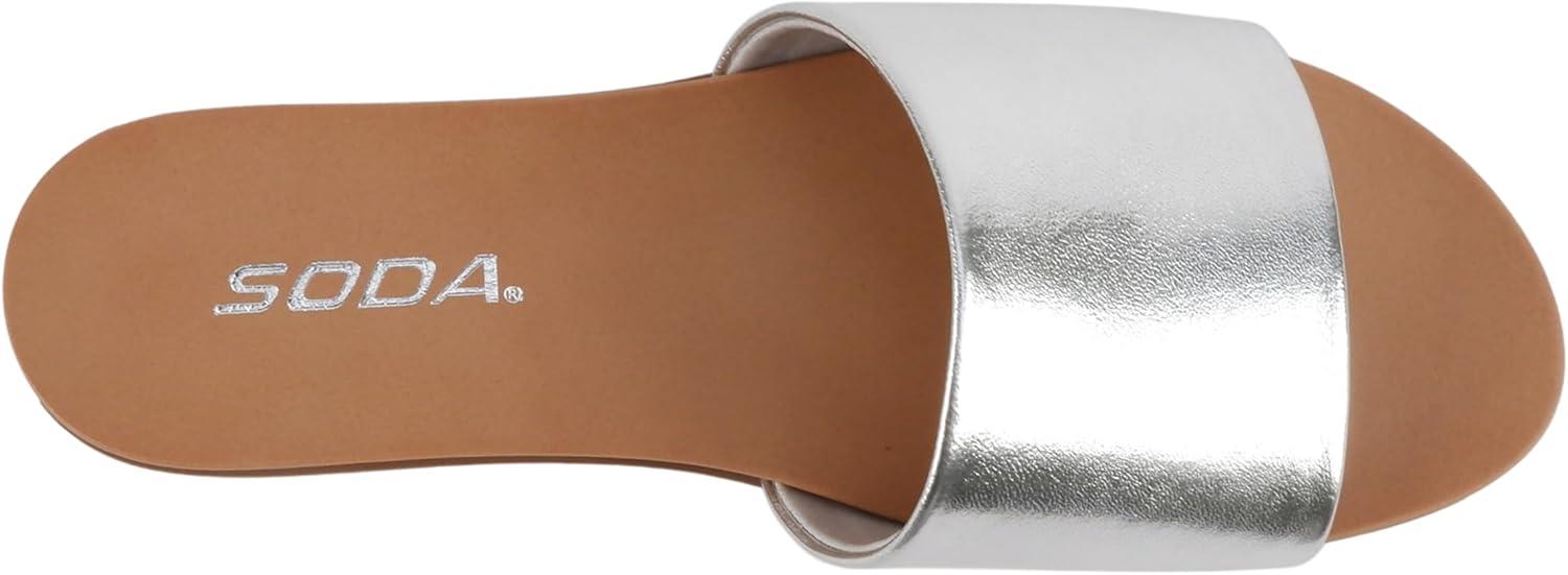 imageSoda Board  Women Open Round Toe Single Band Slide SandalSilver