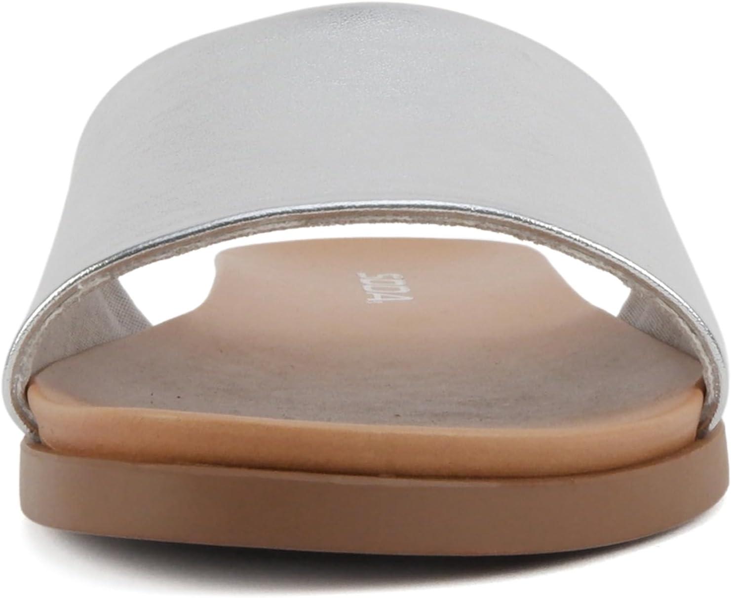 imageSoda Board  Women Open Round Toe Single Band Slide SandalSilver