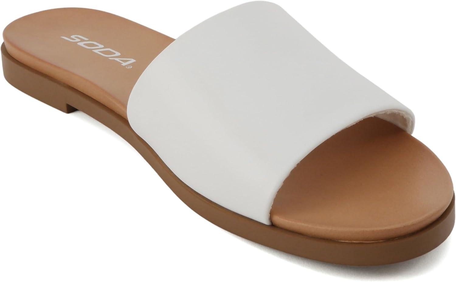 imageSoda Board  Women Open Round Toe Single Band Slide SandalWhite Pu
