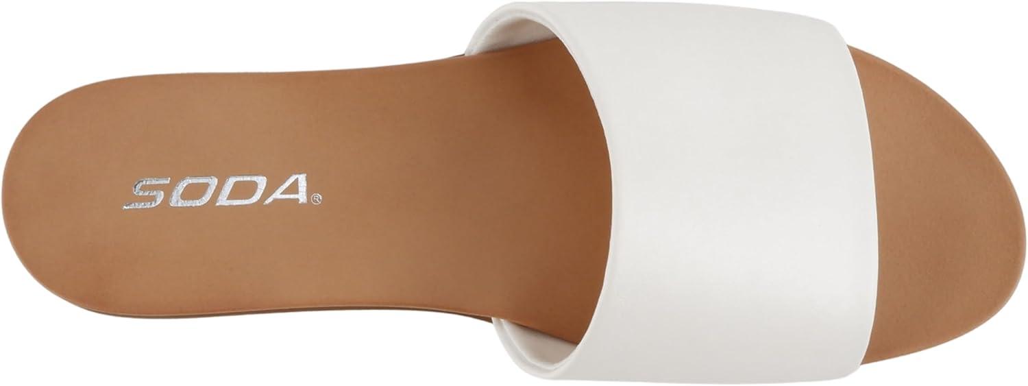 imageSoda Board  Women Open Round Toe Single Band Slide SandalWhite Pu
