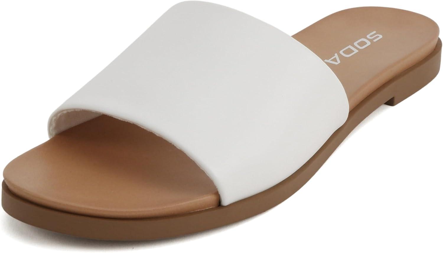 imageSoda Board  Women Open Round Toe Single Band Slide SandalWhite Pu