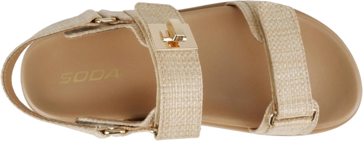 imageSoda Cobber  Women Round Toe Double Band Slingback Flat SandalRaffia