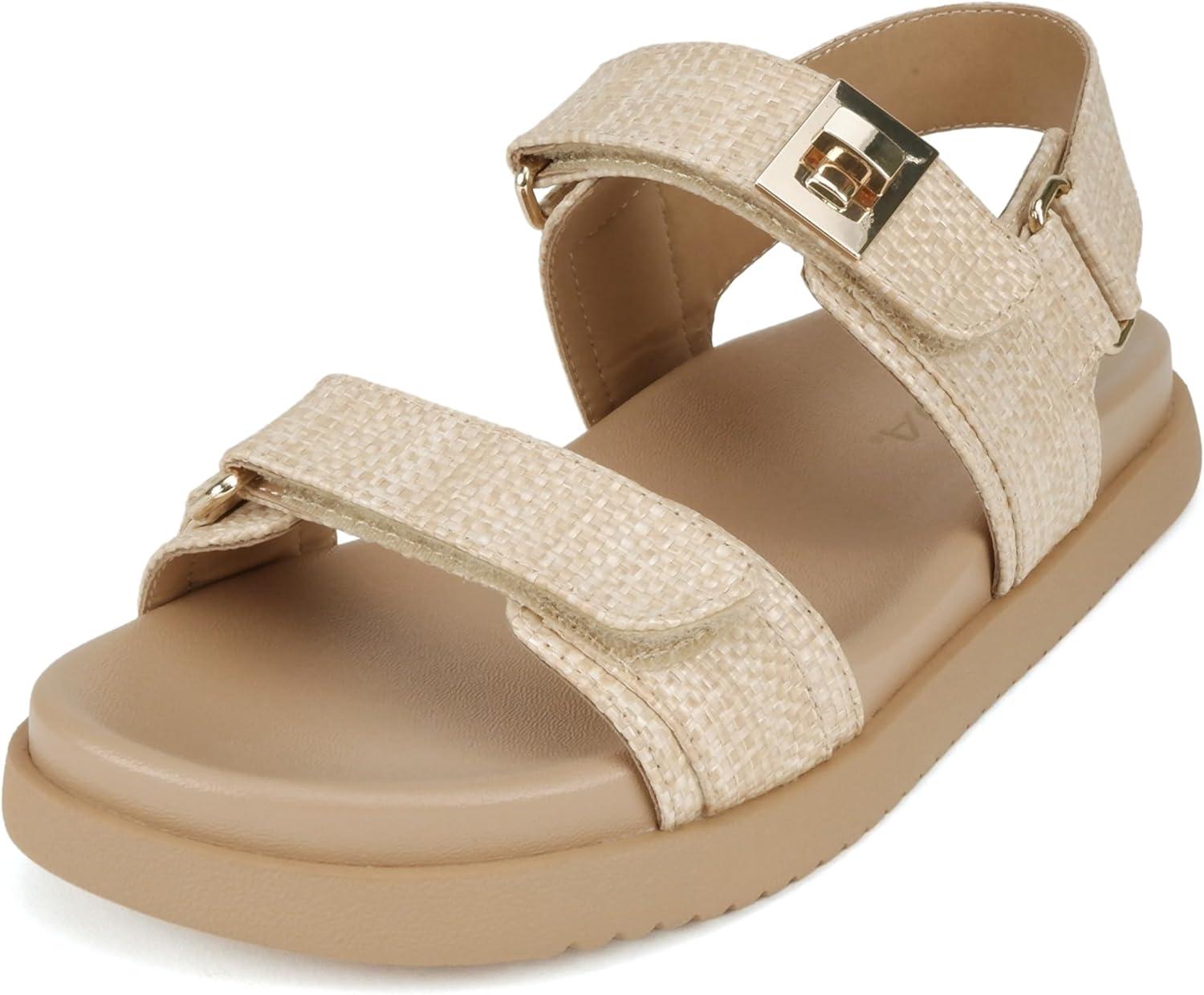 imageSoda Cobber  Women Round Toe Double Band Slingback Flat SandalRaffia