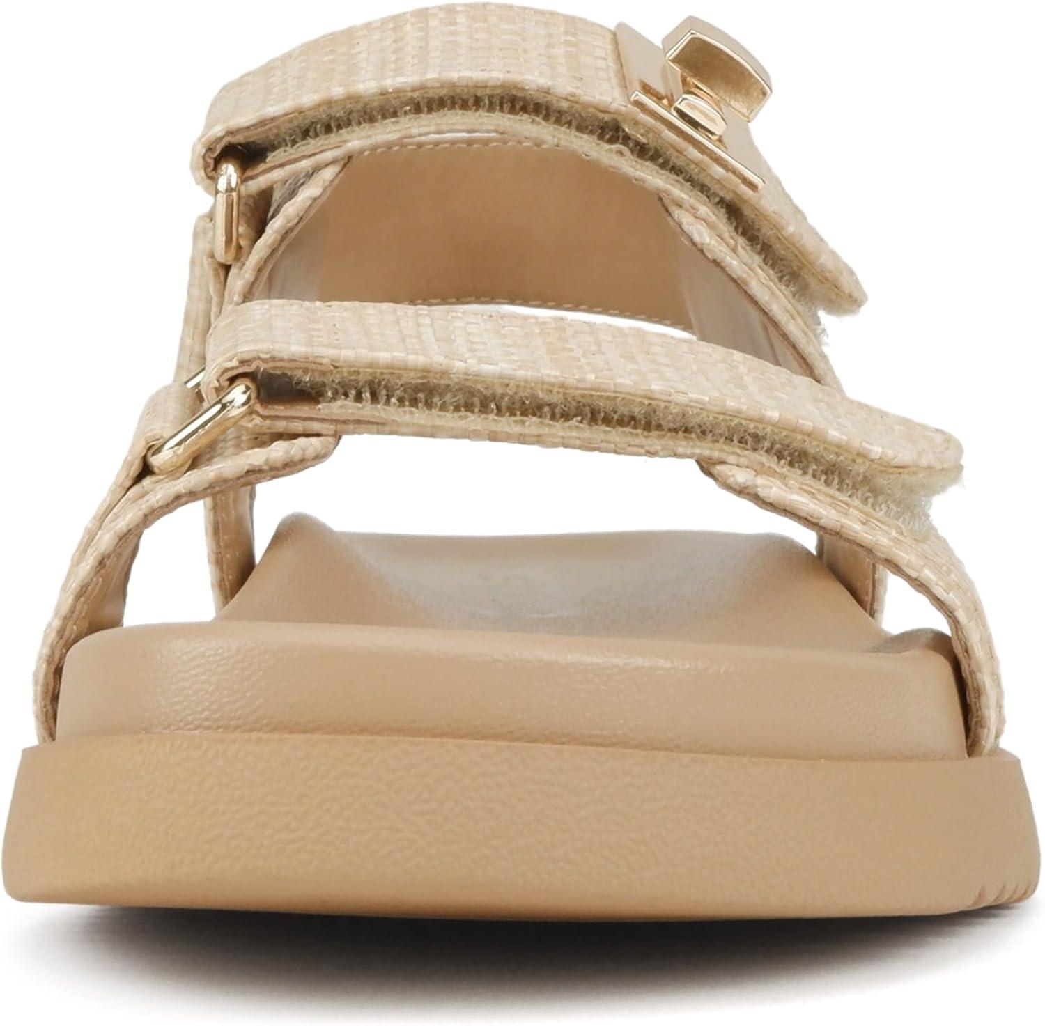 imageSoda Cobber  Women Round Toe Double Band Slingback Flat SandalRaffia