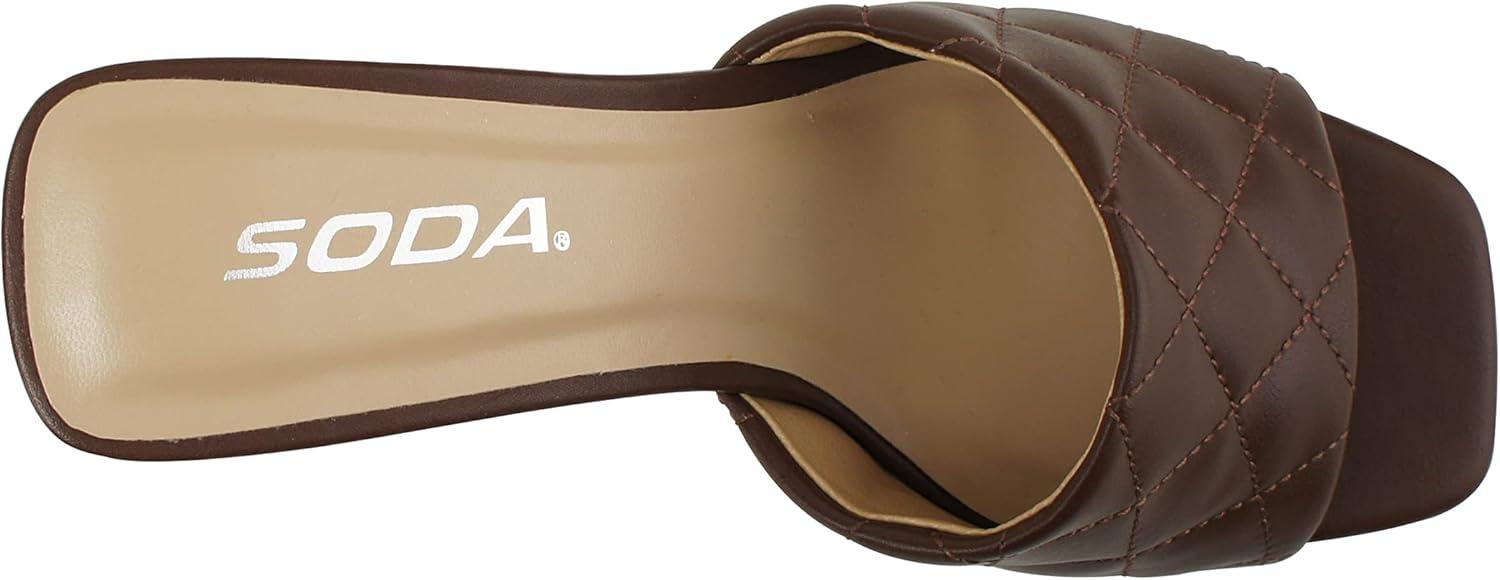imageSoda JITTER  Women Slip On Flat Heel Squared Toe Diamond Quilted Fashion Sandal