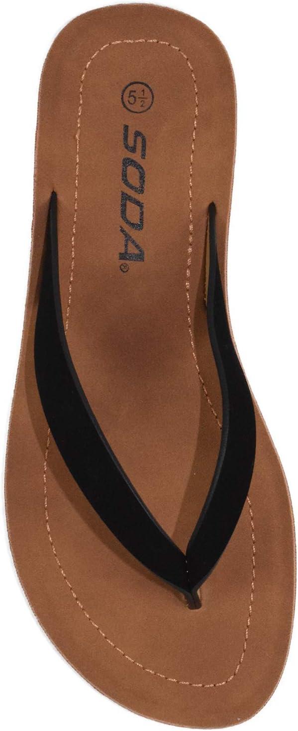 imageSoda Shoes Women Flip Flops Basic Plain Slippers Thongs Sandals Strap Casual Beach EllaSBlack
