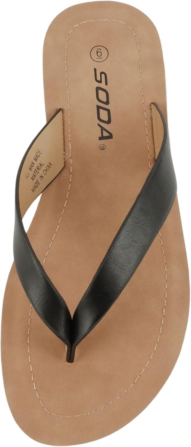 imageSoda Shoes Women Flip Flops Basic Plain Slippers Thongs Sandals Strap Casual Beach EllaSBlack Pu