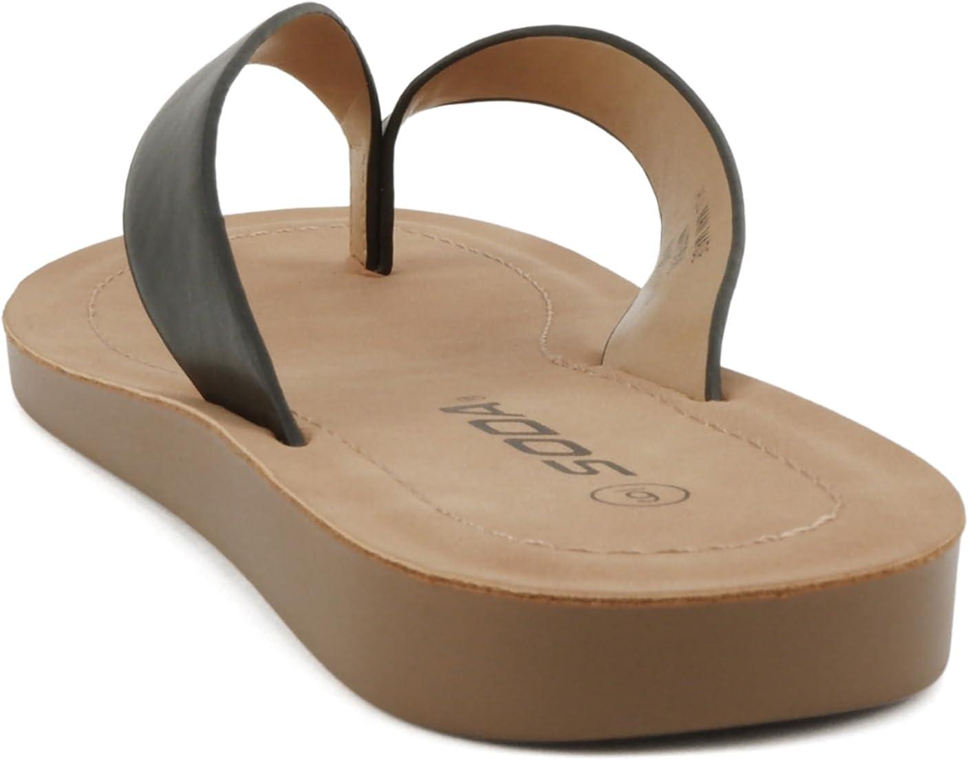 imageSoda Shoes Women Flip Flops Basic Plain Slippers Thongs Sandals Strap Casual Beach EllaSBlack Pu