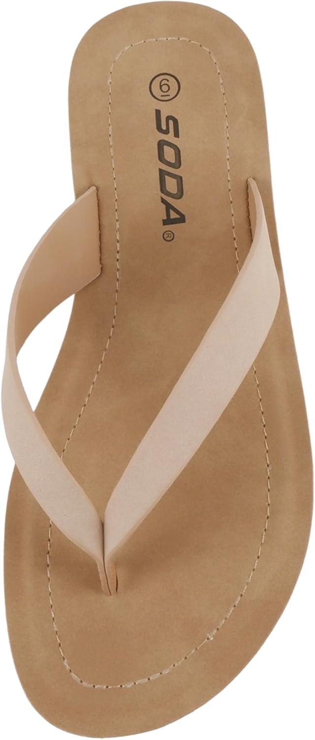 imageSoda Shoes Women Flip Flops Basic Plain Slippers Thongs Sandals Strap Casual Beach EllaSBlush Nubuck