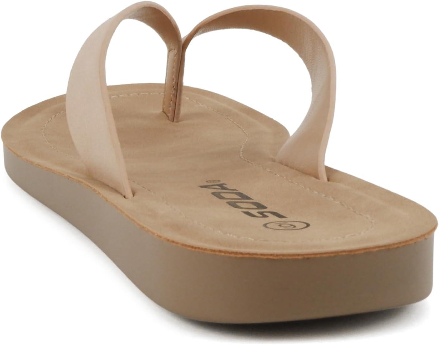 imageSoda Shoes Women Flip Flops Basic Plain Slippers Thongs Sandals Strap Casual Beach EllaSBlush Nubuck