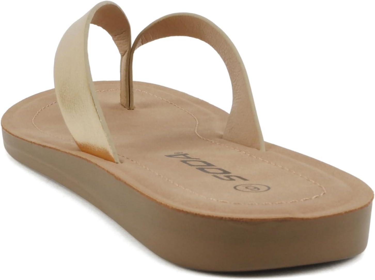 imageSoda Shoes Women Flip Flops Basic Plain Slippers Thongs Sandals Strap Casual Beach EllaSGold
